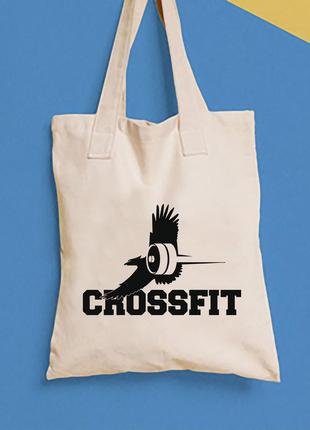 Еко-сумка, шоппер, щоденна з принтом "crossfit 5" push it1 фото