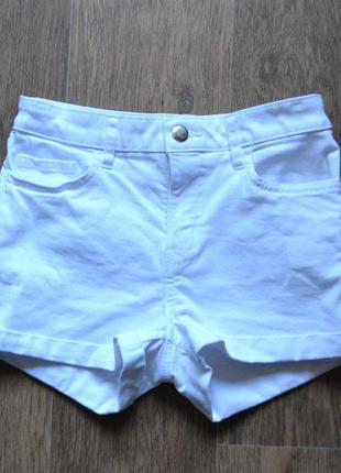 Белые короткие джинсовые шорты от h&m, шорты высокая посадка, білі джинсові шорти2 фото