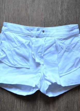 Белые короткие джинсовые шорты от h&m, шорты высокая посадка, білі джинсові шорти7 фото