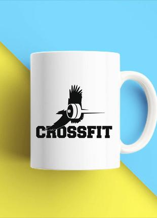 Біла чашка (чашка) з принтом "crossfit 5" push it