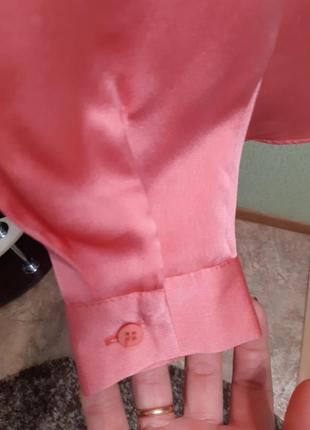 Атласнвя сорочка блузка коралового кольору6 фото