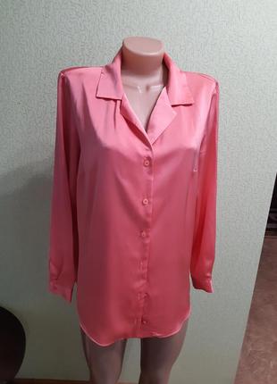 Атласнвя сорочка блузка коралового кольору4 фото