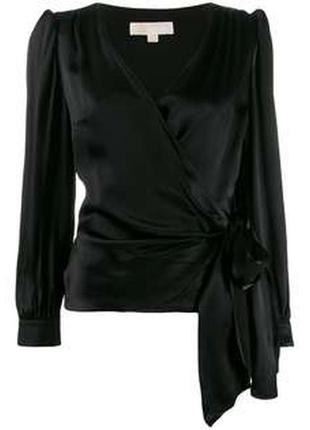 Трендова базова чорна шовковиста блузка falcata