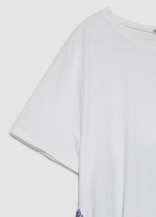 Асимметричная комбинированная футболка блузка zara  зара5 фото