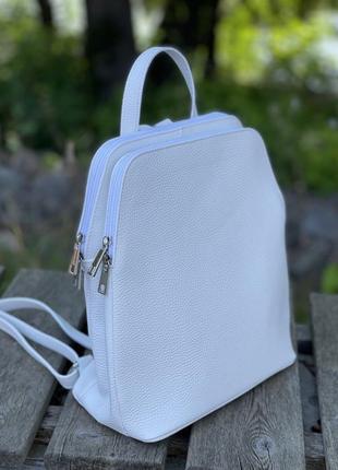 Шкіряний білий рюкзак на 2 відділення velia, італія, кольори в асортименті1 фото