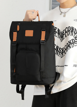 Модный женский и мужской рюкзак для ноутбука, однотонная водонепроницаемая нейлоновая сумка, деловой рюкзак, школьный ранец1 фото