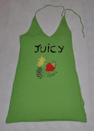 Трикотажный зеленый пляжный мини-сарафан