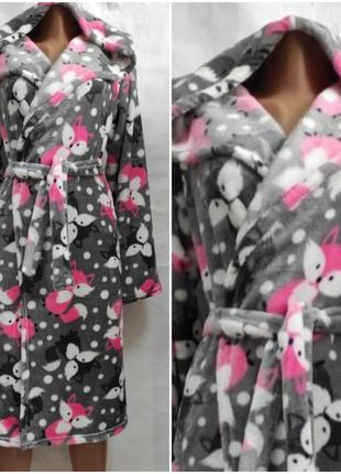 Халат теплий махровий дитячий підлітковий для дівчинки