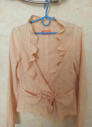 Красивый льняной пиджак на завязке