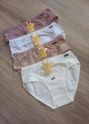 Жіночі бавовняні трусики aonidaisi 5133 сліпи дуже м'яка бавовна з мереживом середня посадка