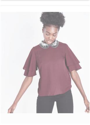 Шикарна блузка з вишитим коміром/блуза/сорочка1 фото