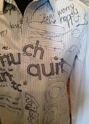 Натуральная, прикольная рубашка с аппликацией и вышивкой бренда parola (испания), р. 46-48