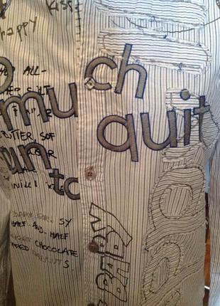 Натуральная, прикольная рубашка с аппликацией и вышивкой бренда parola (испания), р. 46-48