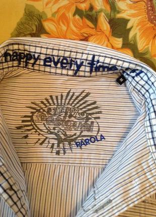 Натуральная, прикольная рубашка с аппликацией и вышивкой бренда parola (испания), р. 46-488 фото