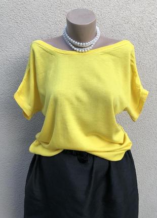 Шерсть100%,желтая,трикотаж блуза,футболка,реглан,открытая спина,люкс бренд1 фото