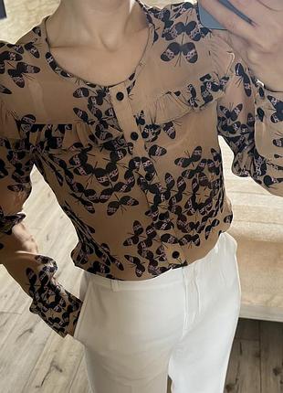 Шифонова блузка з довгим рукавом