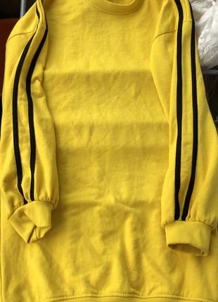 Тёплая кофта, свитер, желтая, худи, длинное платье, світшот1 фото