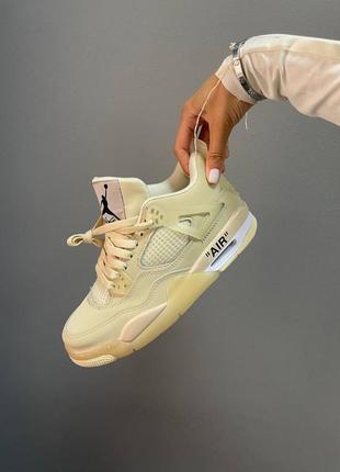 Кросівки nike air jordan retro 4 « off white beige »6 фото