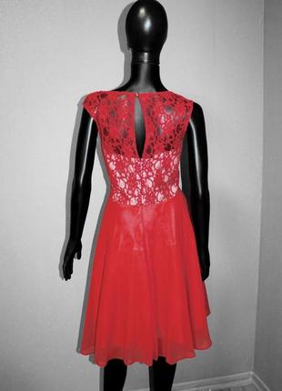 Платье красное топ ажурный широкая расклешенная обьемная юбка, teatro, uk, 18 (4158)2 фото