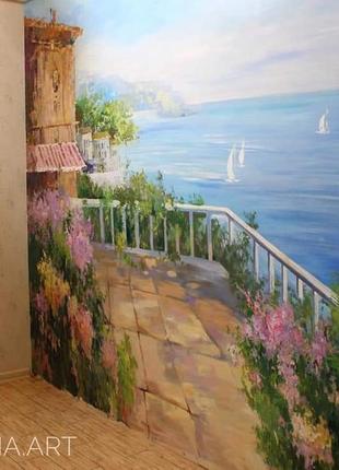 Роспис стін в інтер'єрі, роспись стен ,рисунок на стене в интерьере, лофт.1 фото