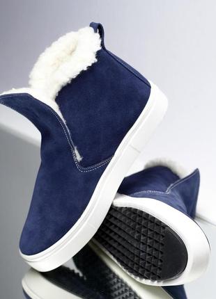 Зимние женские ботинки высокие слипоны замшевые на меху разные цвета большие и маленькие размеры 77bm4 фото