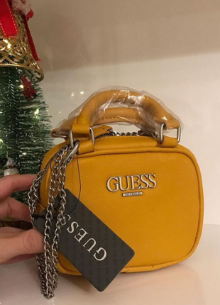 Маленькая желтая сумочка кроссбоди guess ориигинал harper mini bag1 фото