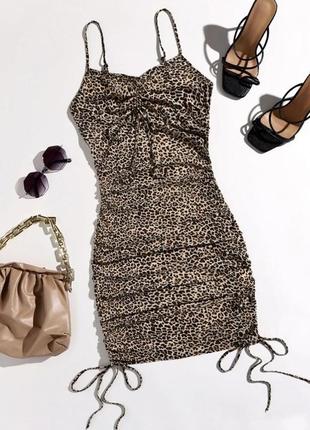 Леопардове плаття-міні на зав'язках від shein