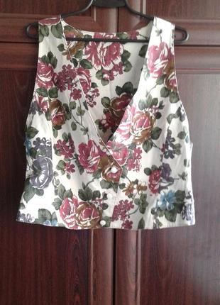 Двосторонній прінтованний бавовняний жіночий літній жилет блуза топ батал бохо етно1 фото