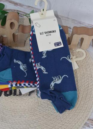 34-37/38-40 р нові фірмові дитячі спортивні базові шкарпетки для хлопчика 5 пар динозаври lc waikiki6 фото