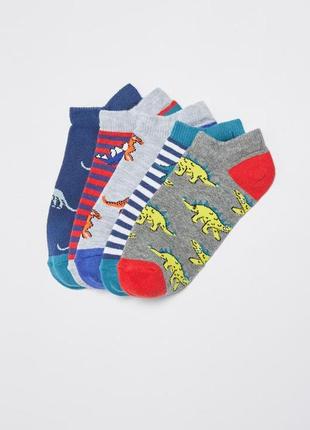 34-37/38-40 р нові фірмові дитячі спортивні базові шкарпетки для хлопчика 5 пар динозаври lc waikiki2 фото