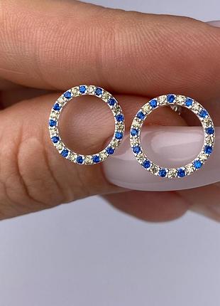 🇺🇦срібло 925 проба прапор україни, різнокольорові камені жовті і сині , срібні сережки пусети патріотичні