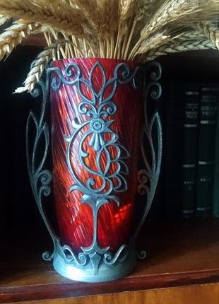 Вінтажна ваза срср скло + метал
