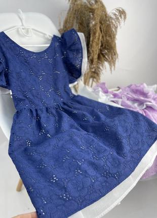 Літній сарафан з прошви блакитної сукня з бантиком3 фото