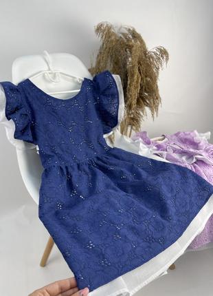 Літній сарафан з прошви блакитної сукня з бантиком6 фото