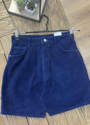 Синя вельветова спідниця zara