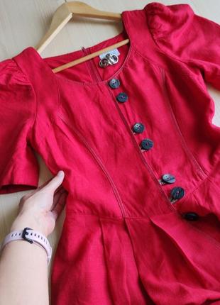 Платье винтажное красное лен вискоза австрия m l миди4 фото