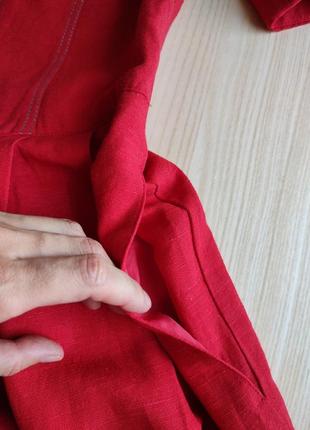 Платье винтажное красное лен вискоза австрия m l миди9 фото