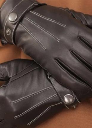 Шикарні темнокоричневі мужські шкіряні перчатки мужские рукавиці натуральная кожа м/л нові етикетка1 фото