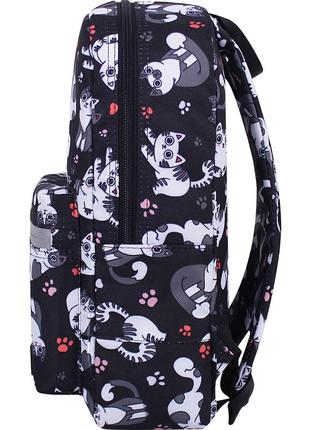 Рюкзак жіночий з котиками bagland (для дівчини/дівчинки підлітка/шкільний) міський 8 л. чорний3 фото