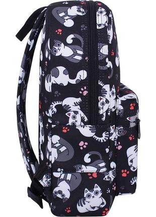 Рюкзак жіночий з котиками bagland (для дівчини/дівчинки підлітка/шкільний) міський 8 л. чорний2 фото