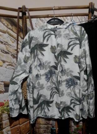 Вискозная блуза в цветы/тюльпаны и ирисы /рукав-клеш5 фото