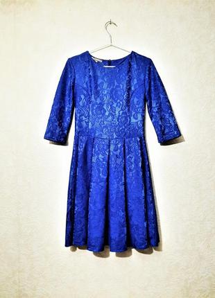 Vidi alle платье нарядное синее/ультрамарин миди в складку стрейч трикотаж женское