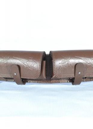 Патронташ на 24 патрони закритий шкіряний коричневий