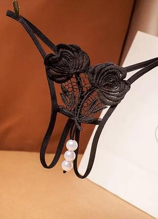 Стрінги із ніттю будинки, перлини ❤️трусики с бусинками жемчужной нитью t-39🌸