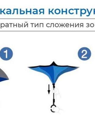 Зонт обратного сложения up-brella(черный, желтый круг цветы)7 фото
