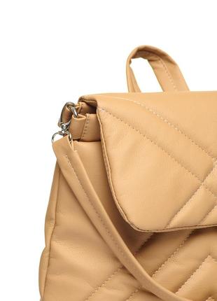 Рюкзак стеганный женский бежевый кожа эко стильный3 фото