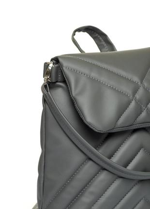 Серый рюкзак женский стильный сумка-рюкзак серая кожа эко7 фото