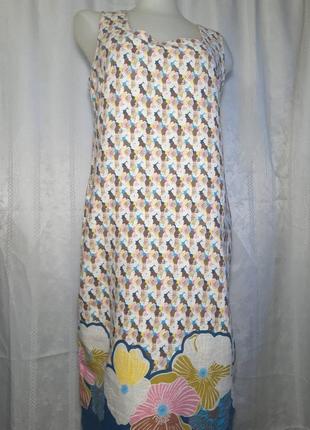 Женское льняное, вискозное платье, сарафан. лен/вискоза летнее женское платье мелкий цветок1 фото