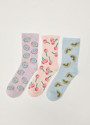 36-38 р нові фірмові жіночі шкарпетки набір комплект 3 пари фрукти lc waikiki вайкіки носки1 фото