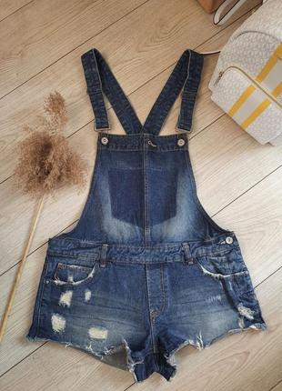 Джинсовий комбінезон zara м-ка стильний літній комбезик denim